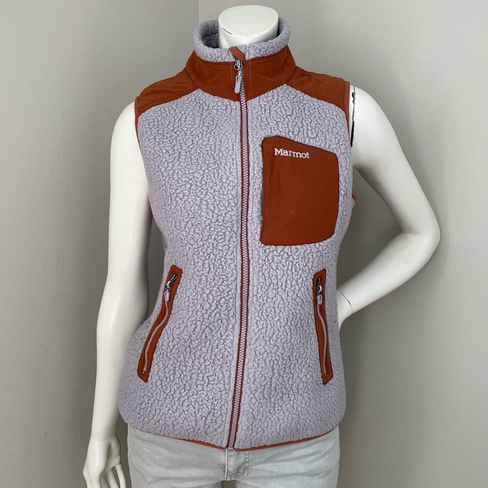 MARMOT Wiley Vest Lavender Aura Terracotta Polartec Sherpa Zip Up